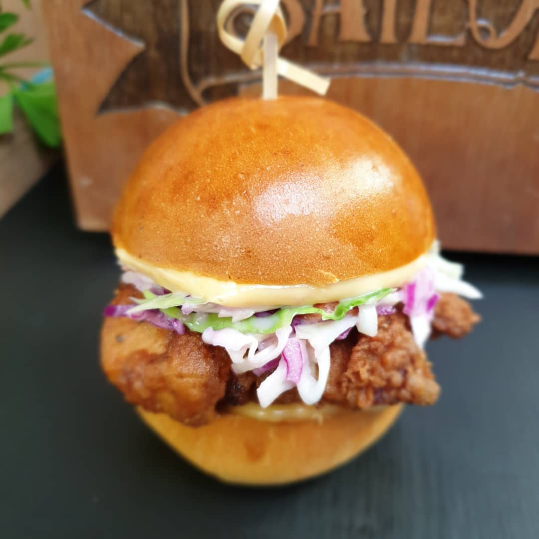 Southern-style fried chicken burger with slaw